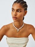 John Lewis Faux Pearl Sunshine Necklace, White/Gold