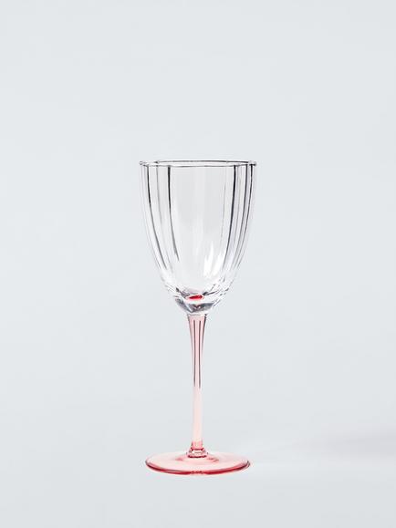 John Lewis Colour Stem Scallop Wine Glass, 400ml, Pink, Pink
