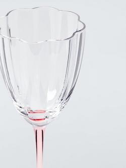 John Lewis Colour Stem Scallop Wine Glass, 400ml, Pink - view 2, Pink