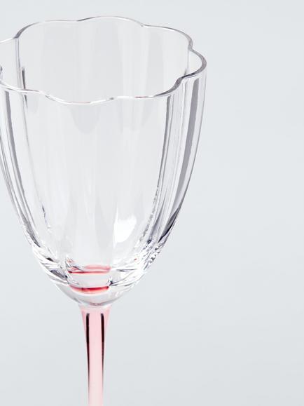 John Lewis Colour Stem Scallop Wine Glass, 400ml, Pink - view 2, Pink