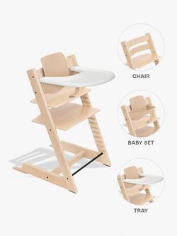 Stokke Tripp Trapp High Chair, Baby Set² and Tray Bundle - view 2, White
