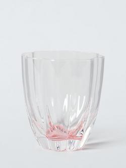 John Lewis Colour Base Scallop Glass Tumbler, 380ml, Pink, Pink