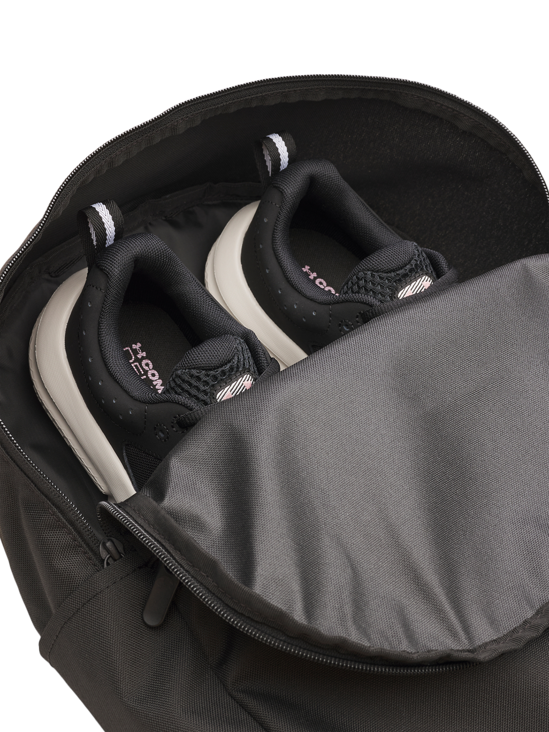 Product image 3 of 3, which shows Under Armour Kids' Essential Printed Backpack, Black/White
