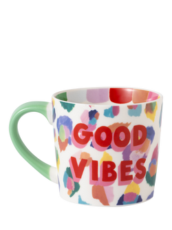 Eleanor Bowmer 'Good Vibes' New Bone China Mug, 300ml, Multi - view 2, Multi