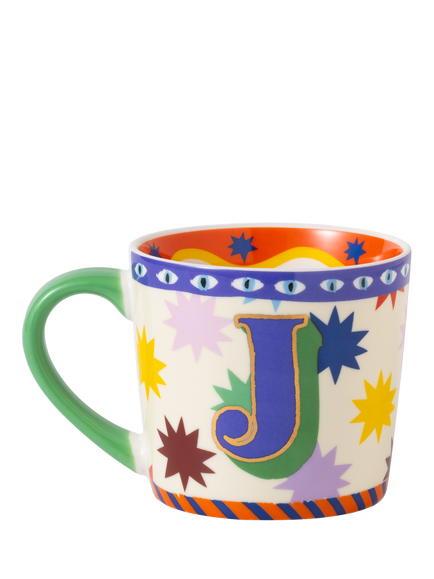 Eleanor Bowmer Monogram Alphabet New Bone China Mug, 300ml - view 2, J