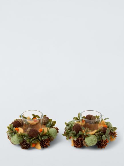 John Lewis Autumnal Foliage Votive Candle Holder, Set of 2, Autumnal Foliage