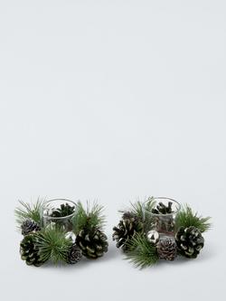 John Lewis Pinecone Votive Candle Holder, Set of 2, Green, Green Pinecode