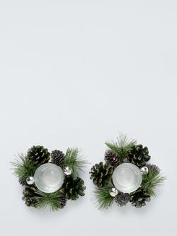 John Lewis Pinecone Votive Candle Holder, Set of 2, Green - view 2, Green Pinecode