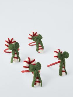 John Lewis Candy Cane Felt Napkin Rings, Set of 4, Red/White, Candy Cane