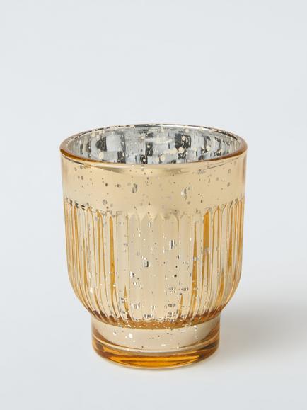 John Lewis Glass Votive Candle Holder, Set of 2, Gold - view 2, 
