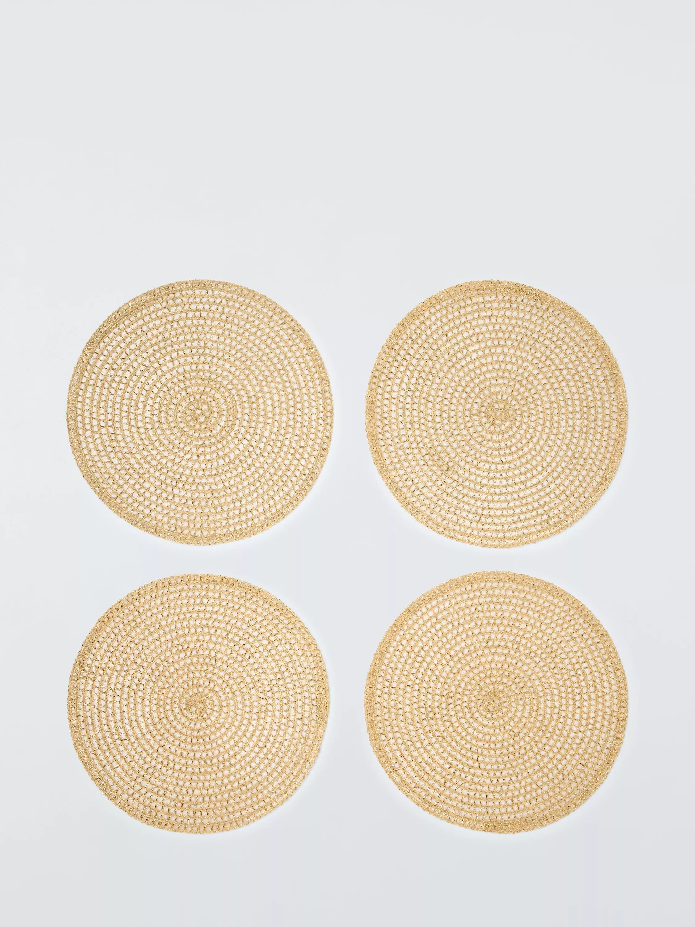 John Lewis Sparkle Round Braided Placemats, Set of 4, Gold