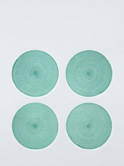 John Lewis Sparkle Round Braided Placemats, Set of 4, Green, Green