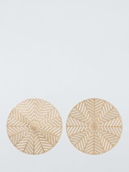 John Lewis Cut-Out Snowflake PVC Placemats, Set of 2, Gold, Gold