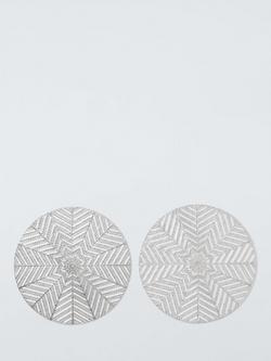John Lewis Cut-Out Snowflake PVC Placemats, Set of 2, Silver, Silver