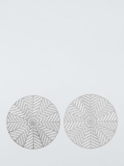 John Lewis Cut-Out Snowflake PVC Placemats, Set of 2, Silver, Silver