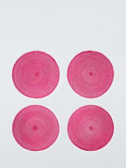 John Lewis Sparkle Round Braided Placemats, Set of 4, Red, Red