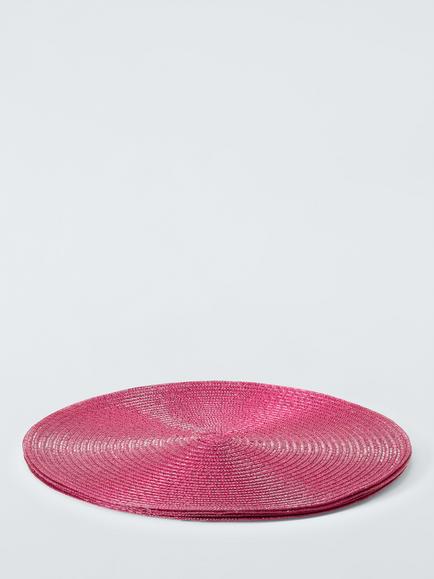 John Lewis Sparkle Round Braided Placemats, Set of 4, Red - view 2, Red