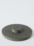 John Lewis Reversible Round Faux Leather Placemat & Coaster, Set of 4, Grey/Green