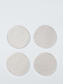 John Lewis Reversible Round Faux Leather Coaster, Set of 4, Gold/Silver, Gold/Silver