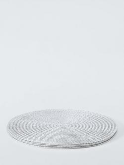 John Lewis Sparkle Round Braided Placemats, Set of 4, Silver - view 2, Silver