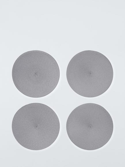 John Lewis ANYDAY Round Braided Placemats, Set of 4, Grey, Grey