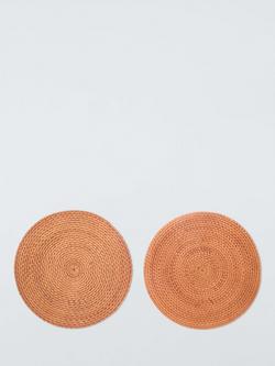 John Lewis Rattan Round Placemats, Set of 2, Natural, Natural