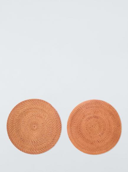 John Lewis Rattan Round Placemats, Set of 2, Natural, Natural