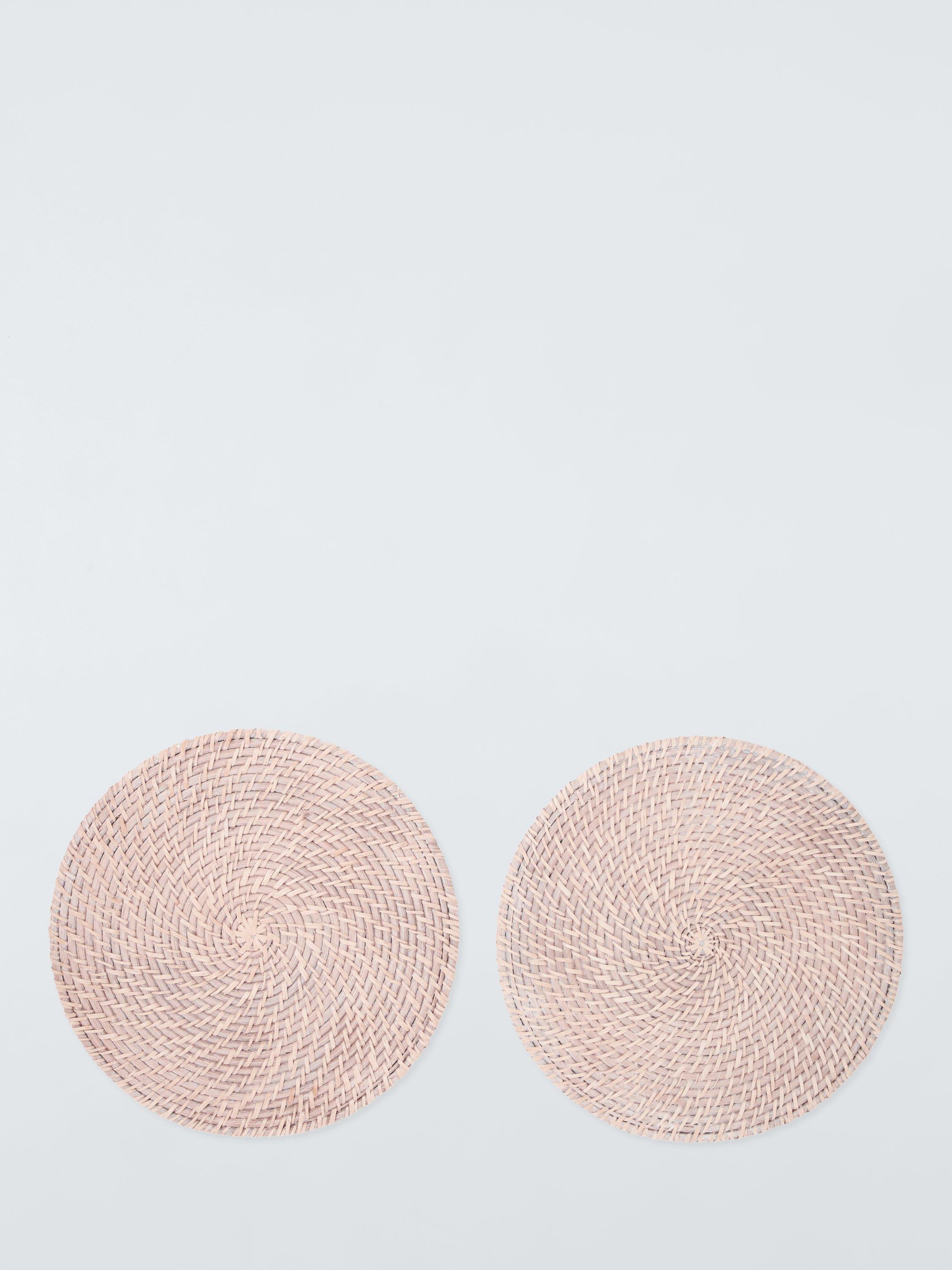 John Lewis Rattan Round Placemats, Set of 2, White