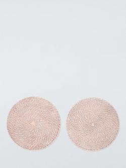 John Lewis Rattan Round Placemats, Set of 2, White, White