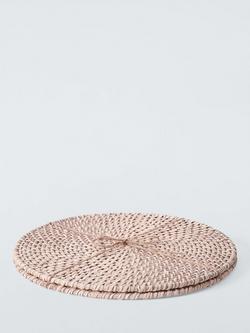 John Lewis Rattan Round Placemats, Set of 2, White - view 2, White