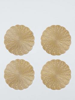 John Lewis Scallop PVC Coasters, Set of 4, Gold, Gold
