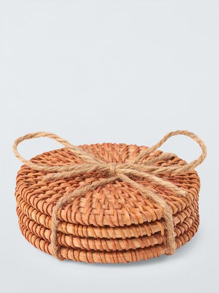 John Lewis Rattan Coasters, Set of 4, Natural - view 2, Natural