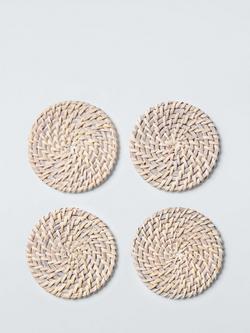 John Lewis Rattan Coasters, Set of 4, White, White