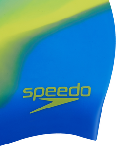 Speedo Kids' Junior Silicone Swimming Cap, Colbolt/Lemon - view 2, Colbolt/Lemon