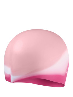 Speedo Kids' Junior Silicone Swimming Cap, Oyster/White/Blush, Oyster/White/Blush