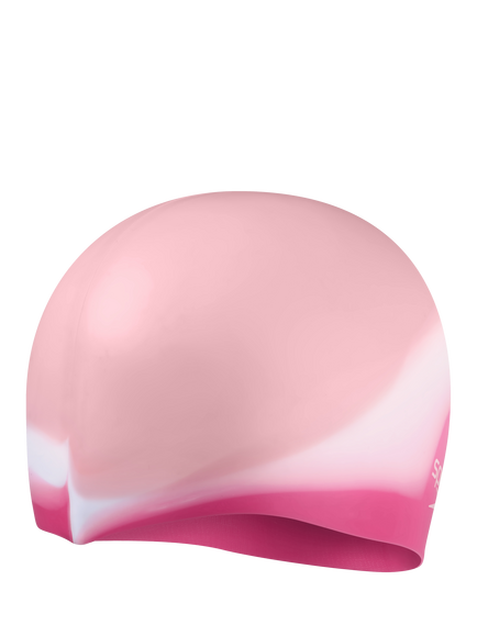 Speedo Kids' Junior Silicone Swimming Cap, Oyster/White/Blush, Oyster/White/Blush