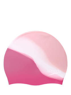 Speedo Kids' Junior Silicone Swimming Cap, Oyster/White/Blush - view 2, Oyster/White/Blush