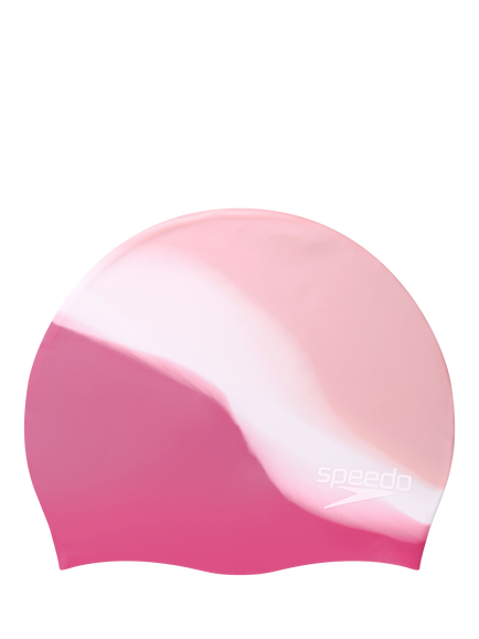 Speedo Kids' Junior Silicone Swimming Cap, Oyster/White/Blush - view 2, Oyster/White/Blush