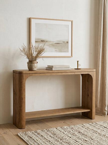 John Lewis Solace Cracked Oak Console Table, Mid Toned Oak - view 2, Mid Tone Oak