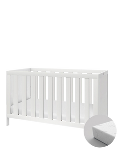 Silver Cross Bromley Cotbed and Mattress, White - view 2, White