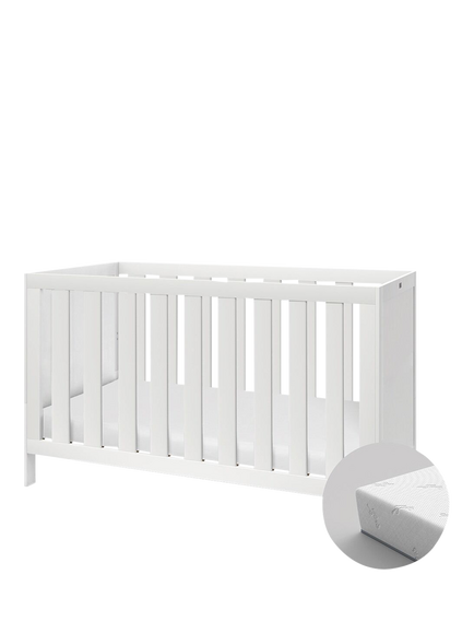 Silver Cross Bromley Cotbed and Mattress, White - view 2, White