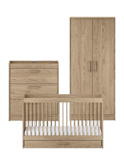 Silver Cross Geneva Cotbed, Dresser and Wardrobe, Oak, Oak