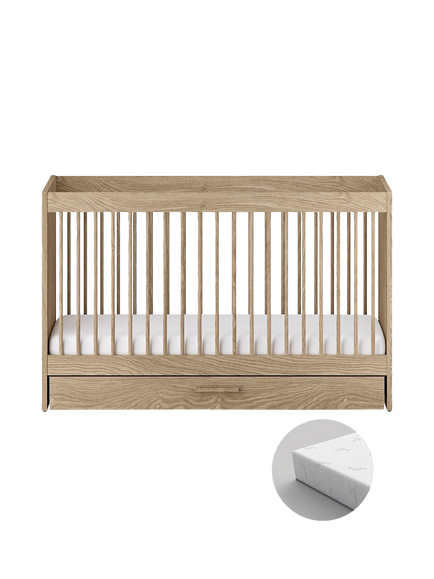 Silver Cross Geneva Cotbed and Mattress, Oak, Oak