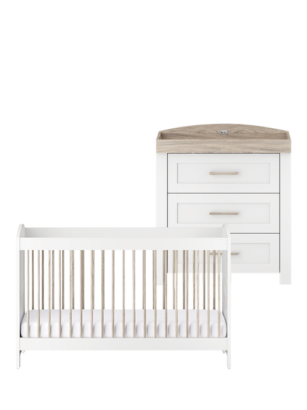 Silver Cross Valencia Cotbed and Dresser, Ash White, Ash White