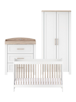 Silver Cross Valencia Cotbed, Dresser and Wardrobe, Ash White, Ash White