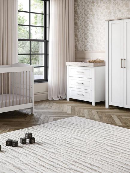 Silver Cross Valencia Cotbed, Dresser and Wardrobe, Ash White - view 2, Ash White