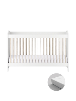 Silver Cross Valencia Cotbed and Mattress, Ash White, Ash White