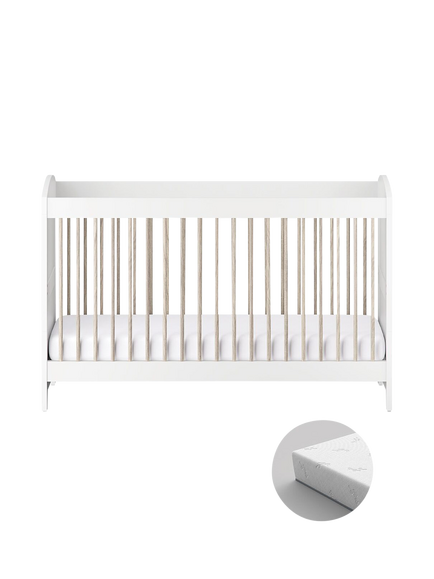 Silver Cross Valencia Cotbed and Mattress, Ash White, Ash White