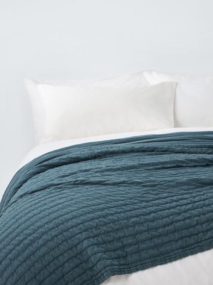 John Lewis Ruched Bedspread, Loch Blue