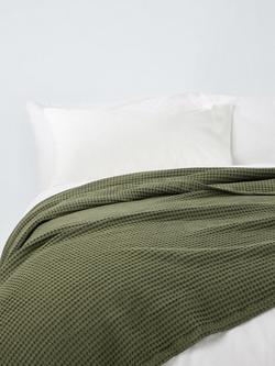 John Lewis Washed Waffle Bedspread, Avocado